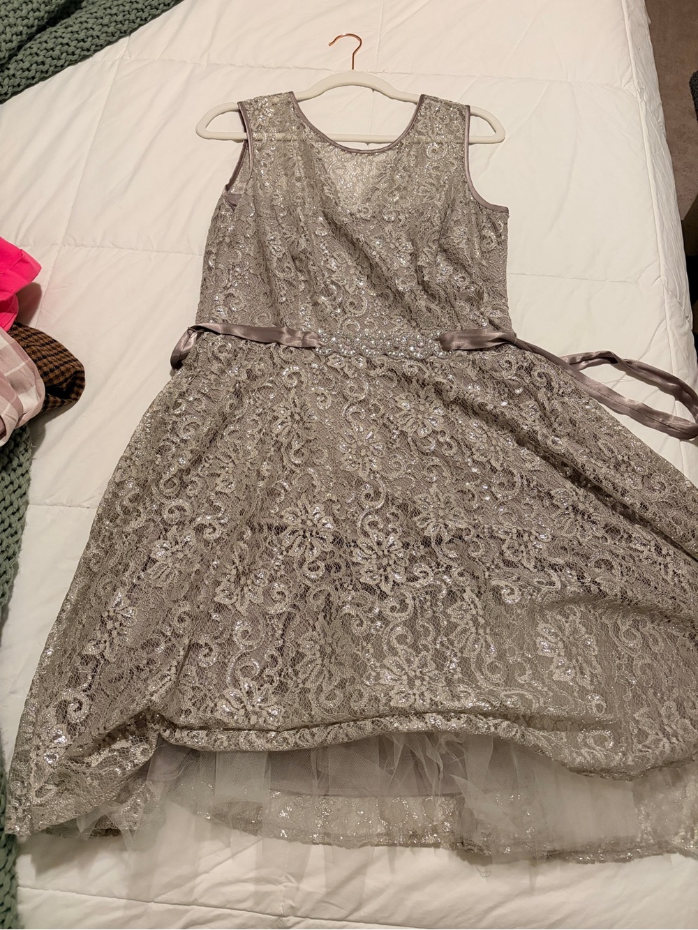 Betsy & Adam Metallic Lace Fit & Flare Dress Size 14